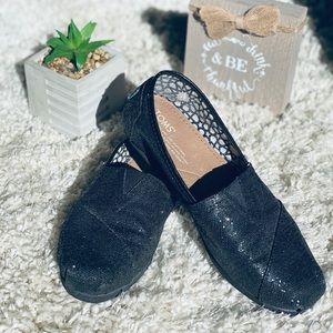 TOMS Black Sparkling Shoes (Slip-on)